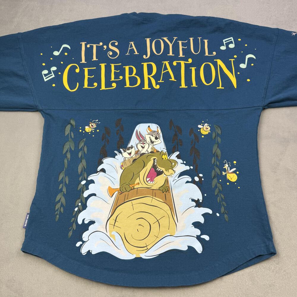 Disney Spirit Jersey Shirt Womens Small Blue Tiana's Bayou Adventure Graphic Tee